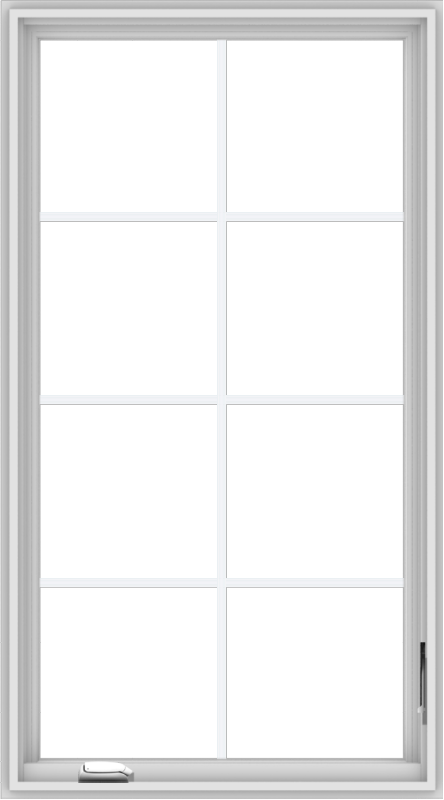 WDMA 30x54 (29.5 x 53.5 inch) White Vinyl uPVC Crank out Casement Window with Colonial Grids