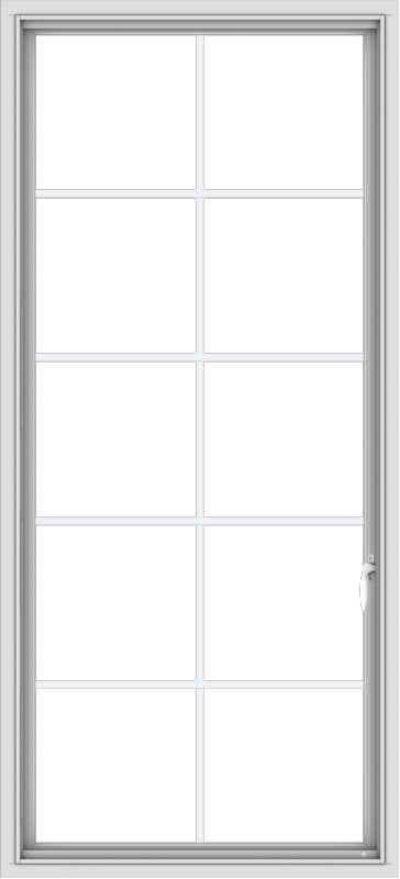 WDMA 30x66 (29.5 x 65.5 inch) White Vinyl uPVC Push out Casement Window with Colonial Grids