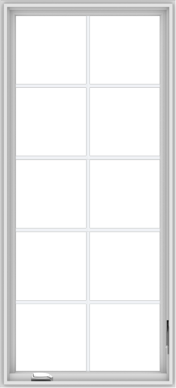 WDMA 30x66 (29.5 x 65.5 inch) White Vinyl uPVC Crank out Casement Window with Colonial Grids
