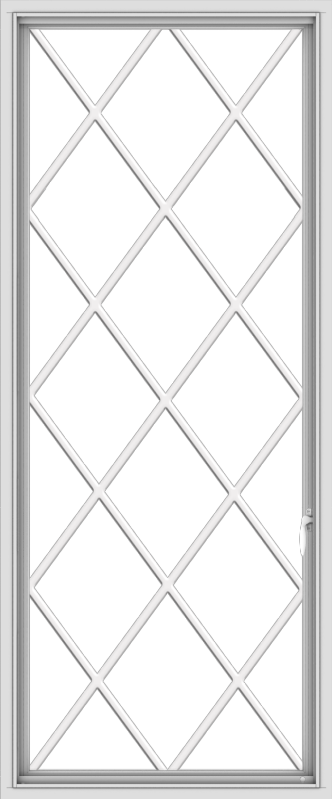 WDMA 30x72 (29.5 x 71.5 inch) White Vinyl uPVC Push out Casement Window without Grids with Diamond Grills