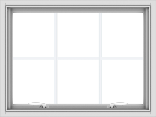 WDMA 32x24 (31.5 x 23.5 inch) White uPVC Vinyl Push out Awning Window with Colonial Grids Interior