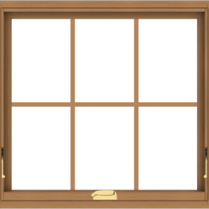 WDMA 32x30 (31.5 x 29.5 inch) Oak Wood Dark Brown Bronze Aluminum Crank out Awning Window with Colonial Grids Interior