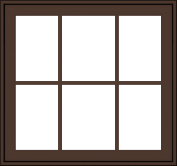 WDMA 32x30 (31.5 x 29.5 inch) Oak Wood Dark Brown Bronze Aluminum Crank out Awning Window with Colonial Grids Exterior