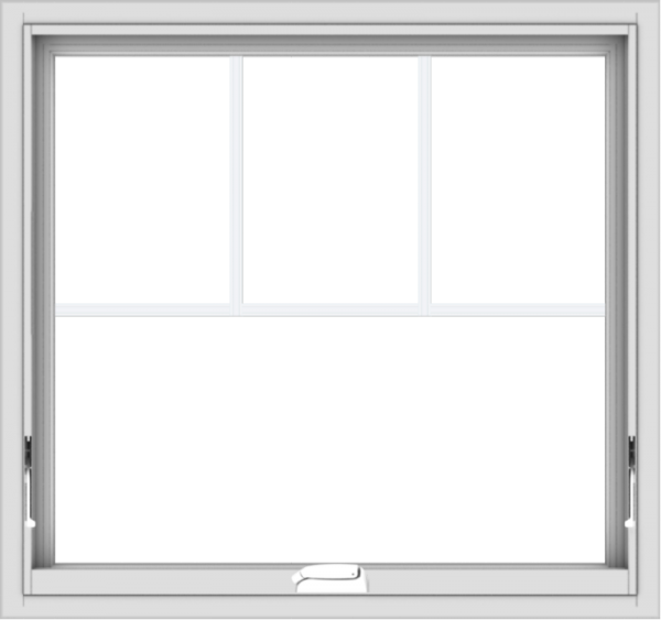 WDMA 32x30 (31.5 x 29.5 inch) White Vinyl uPVC Crank out Awning Window with Fractional Grilles
