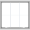 WDMA 32x30 (31.5 x 29.5 inch) White uPVC Vinyl Push out Awning Window with Colonial Grids Interior