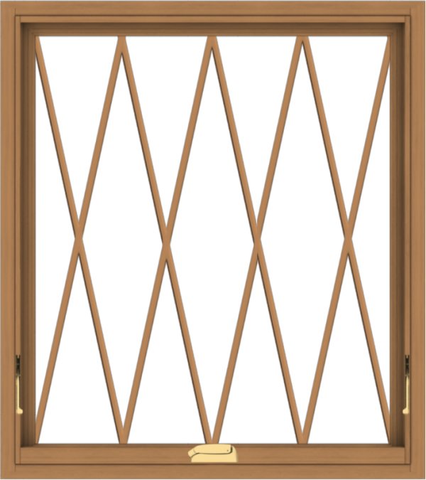 WDMA 32x36 (31.5 x 35.5 inch) Oak Wood Dark Brown Bronze Aluminum Crank out Awning Window without Grids with Diamond Grills