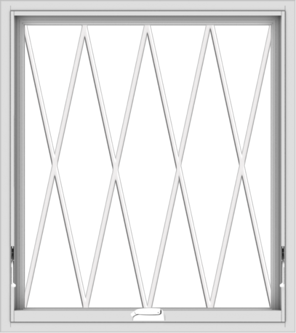 WDMA 32x36 (31.5 x 35.5 inch) White Vinyl uPVC Crank out Awning Window without Grids with Diamond Grills