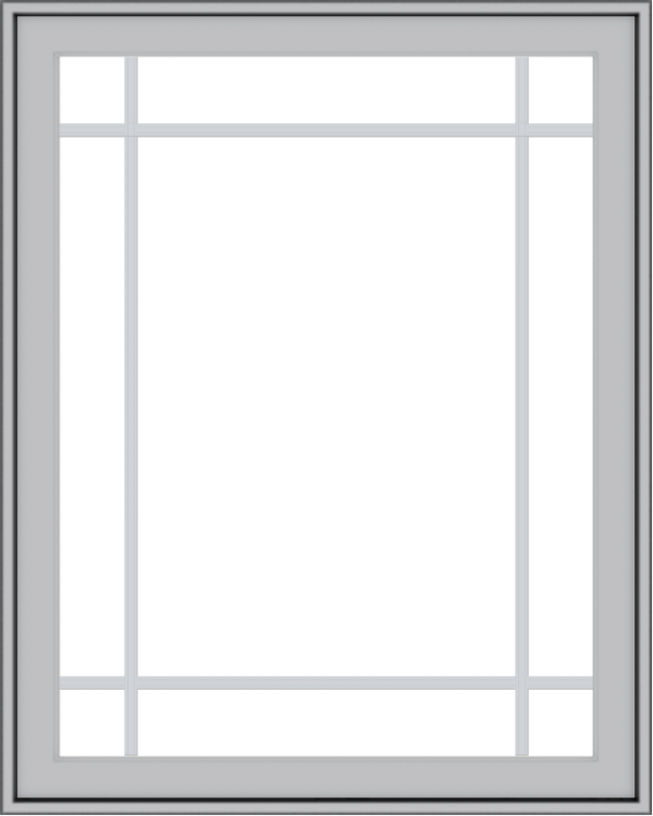 WDMA 32x40 (31.5 x 39.5 inch) Pine Wood Light Grey Aluminum Push out Casement Window with Prairie Grilles