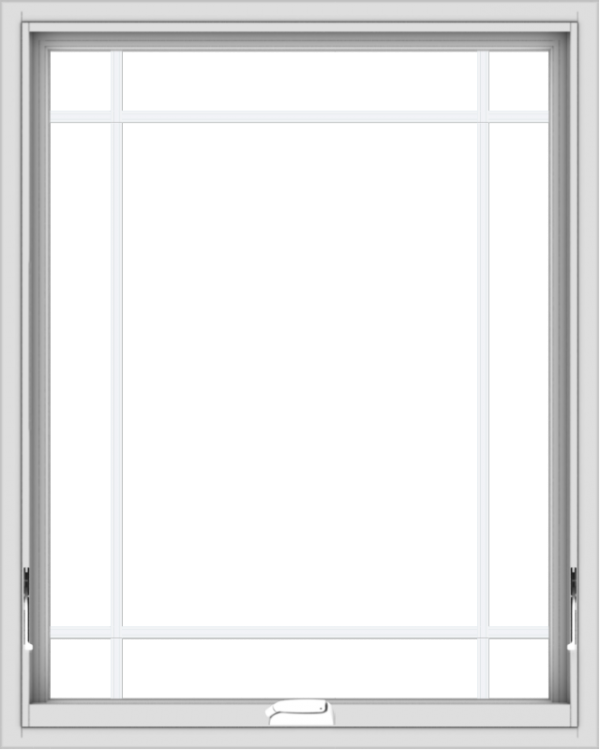 WDMA 32x40 (31.5 x 39.5 inch) White Vinyl uPVC Crank out Awning Window with Prairie Grilles