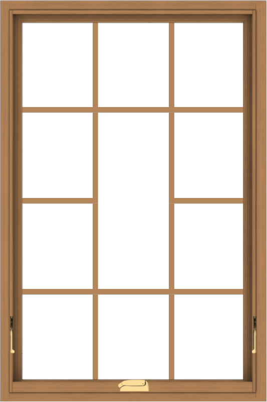 WDMA 32x48 (31.5 x 47.5 inch) Oak Wood Dark Brown Bronze Aluminum Crank out Awning Window without Grids with Victorian Grills