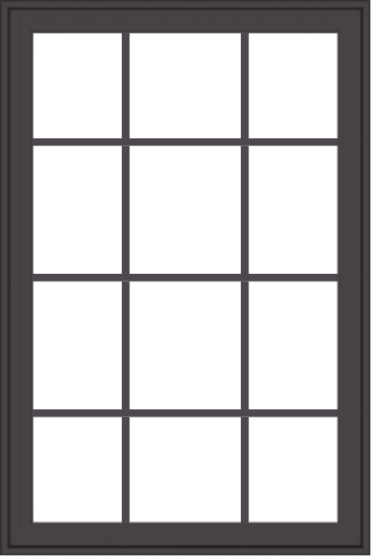 WDMA 32x48 (31.5 x 47.5 inch) Pine Wood Dark Grey Aluminum Crank out Casement Window with Colonial Grids Exterior