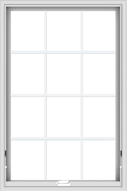 WDMA 32x48 (31.5 x 47.5 inch) White Vinyl uPVC Crank out Awning Window with Colonial Grids Interior