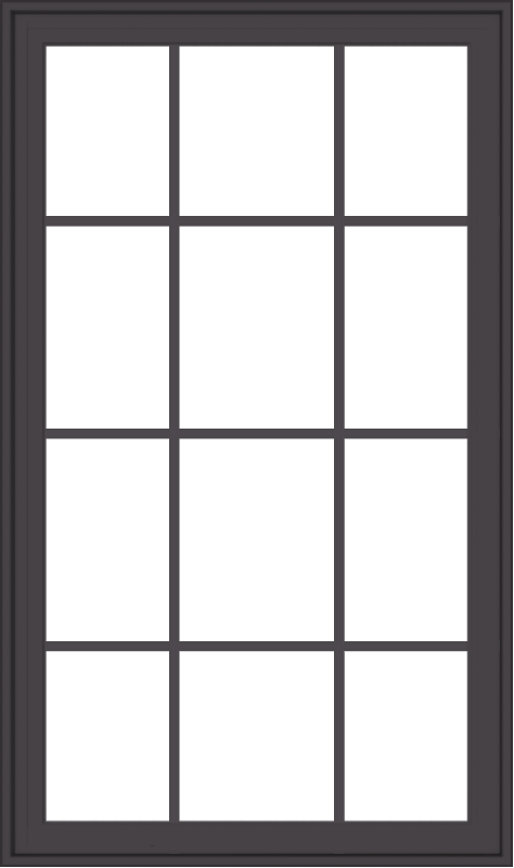 WDMA 32x54 (31.5 x 53.5 inch) Pine Wood Dark Grey Aluminum Crank out Casement Window with Colonial Grids Exterior