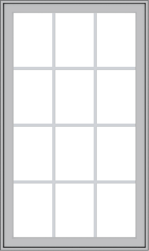 WDMA 32x54 (31.5 x 53.5 inch) Pine Wood Light Grey Aluminum Push out Casement Window with Colonial Grids Exterior