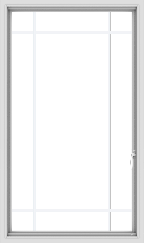 WDMA 32x54 (31.5 x 53.5 inch) White uPVC Vinyl Push out Casement Window with Prairie Grilles