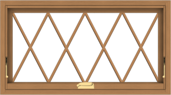 WDMA 36x20 (35.5 x 19.5 inch) Oak Wood Dark Brown Bronze Aluminum Crank out Awning Window without Grids with Diamond Grills