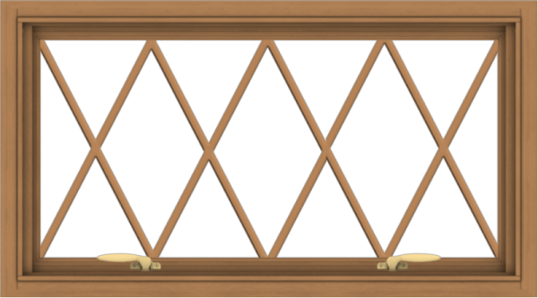 WDMA 36x20 (35.5 x 19.5 inch) Oak Wood Green Aluminum Push out Awning Window without Grids with Diamond Grills
