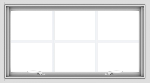 WDMA 36x20 (35.5 x 19.5 inch) White uPVC Vinyl Push out Awning Window with Colonial Grids Interior