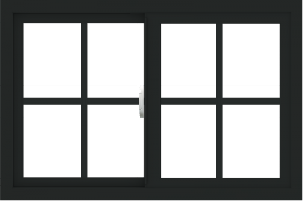 WDMA 36x24 (35.5 x 23.5 inch) Vinyl uPVC Black Slide Window with Colonial Grids Interior