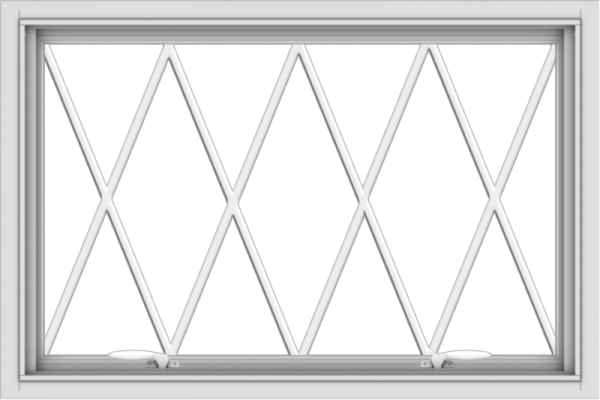 WDMA 36x24 (35.5 x 23.5 inch) White uPVC Vinyl Push out Awning Window without Grids with Diamond Grills