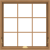 WDMA 36x36 (35.5 x 35.5 inch) Oak Wood Dark Brown Bronze Aluminum Crank out Awning Window with Colonial Grids Interior