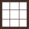 WDMA 36x36 (35.5 x 35.5 inch) Oak Wood Dark Brown Bronze Aluminum Crank out Awning Window with Colonial Grids Exterior