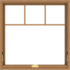 WDMA 36x36 (35.5 x 35.5 inch) Oak Wood Dark Brown Bronze Aluminum Crank out Awning Window with Fractional Grilles