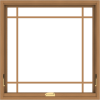 WDMA 36x36 (35.5 x 35.5 inch) Oak Wood Dark Brown Bronze Aluminum Crank out Awning Window with Prairie Grilles