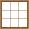WDMA 36x36 (35.5 x 35.5 inch) Oak Wood Green Aluminum Push out Awning Window with Colonial Grids Interior