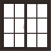 WDMA 36x36 (35.5 x 35.5 inch) Vinyl uPVC Dark Brown Slide Window with Colonial Grids Exterior