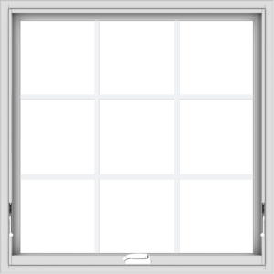 WDMA 36x36 (35.5 x 35.5 inch) White Vinyl uPVC Crank out Awning Window with Colonial Grids Interior