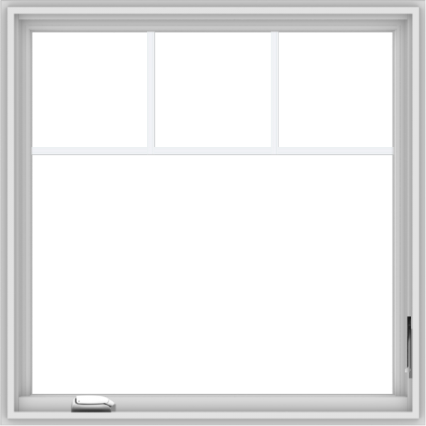 WDMA 36x36 (35.5 x 35.5 inch) White Vinyl UPVC Crank out Casement Window with Fractional Grilles