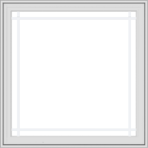 WDMA 36x36 (35.5 x 35.5 inch) White Vinyl UPVC Crank out Casement Window with Prairie Grilles