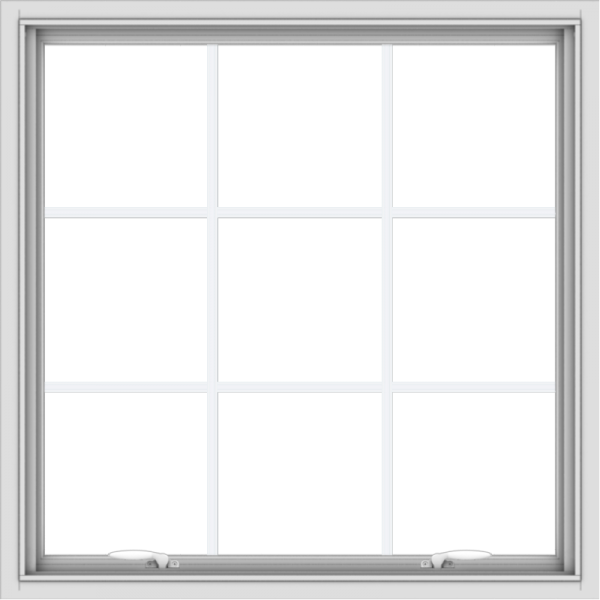 WDMA 36x36 (35.5 x 35.5 inch) White uPVC Vinyl Push out Awning Window with Colonial Grids Interior