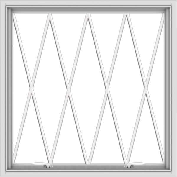 WDMA 36x36 (35.5 x 35.5 inch) White uPVC Vinyl Push out Awning Window without Grids with Diamond Grills