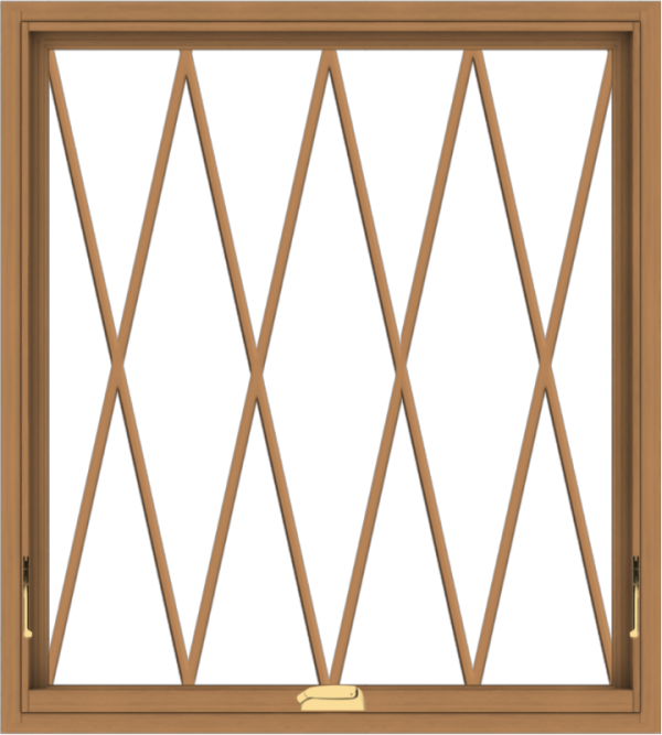 WDMA 36x40 (35.5 x 39.5 inch) Oak Wood Dark Brown Bronze Aluminum Crank out Awning Window without Grids with Diamond Grills