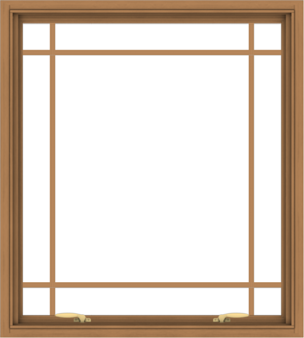 WDMA 36x40 (35.5 x 39.5 inch) Oak Wood Green Aluminum Push out Awning Window with Prairie Grilles