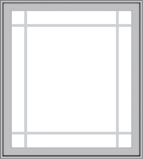 WDMA 36x40 (35.5 x 39.5 inch) Pine Wood Light Grey Aluminum Push out Casement Window with Prairie Grilles