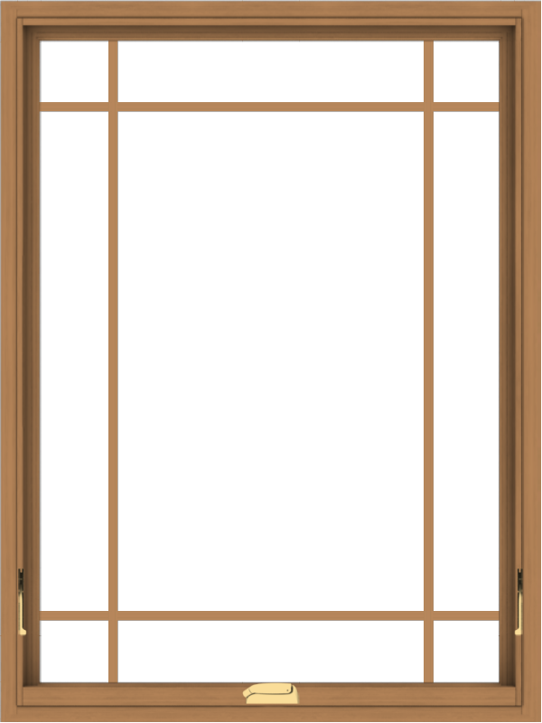 WDMA 36x48 (35.5 x 47.5 inch) Oak Wood Dark Brown Bronze Aluminum Crank out Awning Window with Prairie Grilles