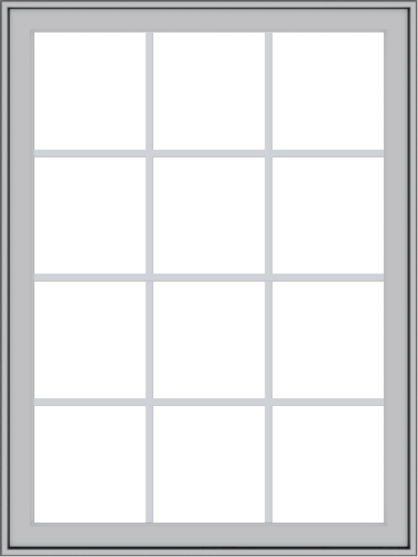 WDMA 36x48 (35.5 x 47.5 inch) Pine Wood Light Grey Aluminum Push out Casement Window with Colonial Grids Exterior