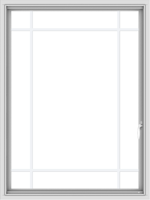 WDMA 36x48 (35.5 x 47.5 inch) White uPVC Vinyl Push out Casement Window with Prairie Grilles