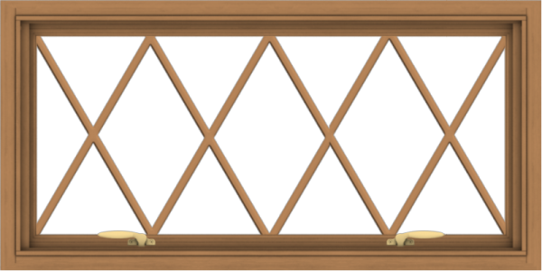 WDMA 40x20 (39.5 x 19.5 inch) Oak Wood Green Aluminum Push out Awning Window without Grids with Diamond Grills