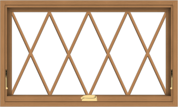 WDMA 40x24 (39.5 x 23.5 inch) Oak Wood Dark Brown Bronze Aluminum Crank out Awning Window without Grids with Diamond Grills