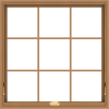WDMA 40x40 (39.5 x 39.5 inch) Oak Wood Dark Brown Bronze Aluminum Crank out Awning Window with Colonial Grids Interior