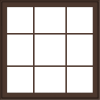 WDMA 40x40 (39.5 x 39.5 inch) Oak Wood Dark Brown Bronze Aluminum Crank out Awning Window with Colonial Grids Exterior