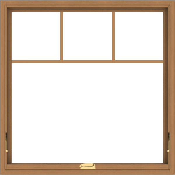 WDMA 40x40 (39.5 x 39.5 inch) Oak Wood Dark Brown Bronze Aluminum Crank out Awning Window with Fractional Grilles