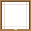 WDMA 40x40 (39.5 x 39.5 inch) Oak Wood Dark Brown Bronze Aluminum Crank out Awning Window with Prairie Grilles