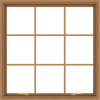 WDMA 40x40 (39.5 x 39.5 inch) Oak Wood Green Aluminum Push out Awning Window with Colonial Grids Interior