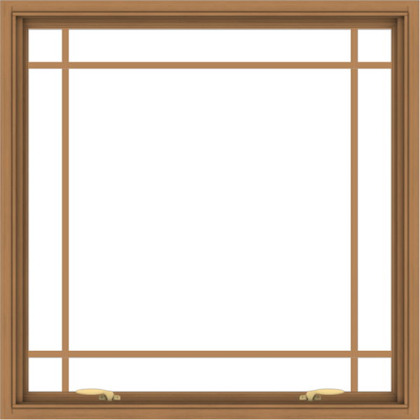 WDMA 40x40 (39.5 x 39.5 inch) Oak Wood Green Aluminum Push out Awning Window with Prairie Grilles