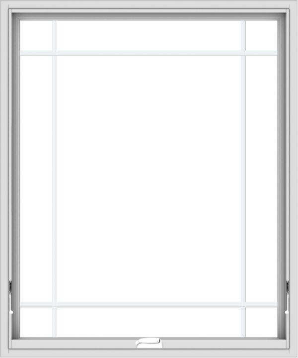 WDMA 40x48 (39.5 x 47.5 inch) White Vinyl uPVC Crank out Awning Window with Prairie Grilles